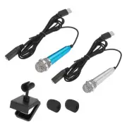 2Pcs Mini Mic Tiny Microphone Type C Bracket, Sponge Cover Blue/Silver