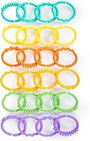 Bright Starts Lots of Links Rings Toys for Stroller or Carrier Seat, BPA-Free, Ages 0 Months Plus, Multicolor, 24 Count
