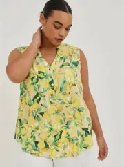 Torrid Lemons Top Pullover Tank Yellow NWT New 0X
