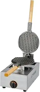 Round Belgian Waffle Maker Commercial Gas Waffle Machine Stainless Steel Waffle Iron Double-Sided Uniform Heating For Fluffy Golden Waffles, Paninis, Hash Browns