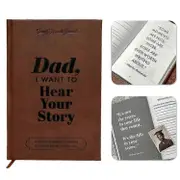 Dad, I Want to Hear Your Story Notebook, Leather Wrapped Hardback, Black Gold Foil Lettering, Father's Day Gift Father Guided Journal To Share Life...