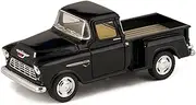 Black 1955 Chevy Stepside Pick-Up Die Cast Collectible Toy Truck by Kinsmart