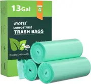 Compostable Trash Bags 13 Gallon – 45 Count Biodegradable Kitchen Garbage Bags