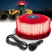 Raryloy Magnetic Beacon Light, Red Beacon Lights LED Rooftop Strobe Emergency Flashing Warning Beacon Lights with Magnetic for Trucks Vehicles Tractor Forklifts Snow Plow Boat Trailer