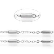 1Roll Flat Oval Soldered Stainless Steel Cable Chains with Tube Beads with Spool