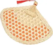 ABOOFAN Summer Essential: Handmade Straw Fan Portable Handheld Fan Woven Straw Fan Hand Fan Cool and Comfortable