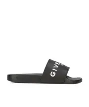 black and white logo rubber slides 35
