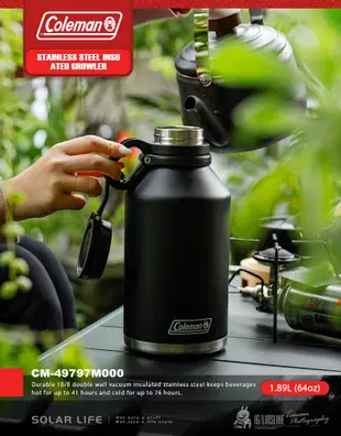 Coleman GROWLER不鏽鋼保溫水壺1.89L 黑 CM-49797 保溫壺保冰桶 不鏽鋼 (7.7折)