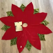 The Christmas Shoppe Hobby Lobby Poinsettia Tree Skirt 52” New With Tags!!