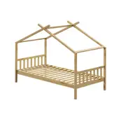 Oikiture Bed Frame Wooden Base Kids Single Timber House Beds TOMI