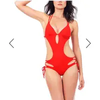 在飛比找蝦皮購物優惠-voda swim 連身紅色泳衣比基尼xs