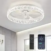20" Modern Ceiling Fans with Lights and Remote, Dimmable Low Profile Ceiling