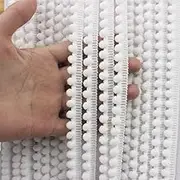 IDONGCAI Mini Pom Poms Trim Ribbon Ball Fringe Trim Tassel Sewing for Home Curtain Clothes Pillow Decoration(White)