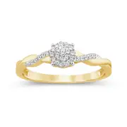 Bevilles Solitaire Look Ring with 0.10ct of Diamonds in 9kt Yellow Gold