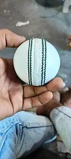 Premium White Cricket Ball - Pack of 6 Genuine Leather Cricket Balls for Day or Night International Standard Cricket and Practice | Bat-Friendly Hard Cricket Ball | 156g