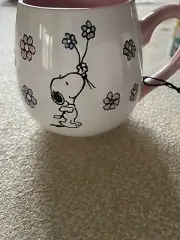 Peanuts Snoopy With Colorful Pastel Pink Flowers Springtime Coffee Mug