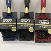 3 X Conair Velvet Touch Paddle Hair Brush, Mix Colors, New