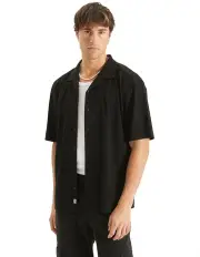 [Nomadic Paradise] Cassanova Cropped Resort Shirt in Black