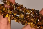 *TIGER EYE* Chip Bead Bracelet Golden Beads Elastic Healing Crystal Tigers Eye