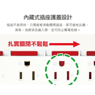 【保護傘】防塵套 3P延長線 7切6座 1.2M 新版安規 / 台灣製造 / 5000萬保險 / 保固1年(PU-3763S)