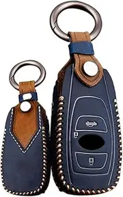 TECART 3 Button Genuine Leather Smart Key Fob Skin Cover Case Protector Keyless Fit For Subaru BRZ Impreza STI WRX