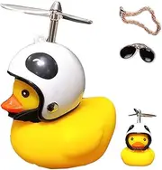 ACEDOAMARE Duck Bike Bell, Cute Rubber Yellow Duck Bicycle Accessories with LED Light Propeller Helmet Squeeze Horns for Cycling Motorcycle Handlebar Bicycle (Panda)