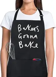 Xornis 100% Cotton Funny Apron with 2 Pockets Kitchen Cooking Grill BBQ Aprons