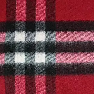 【BURBERRY 巴寶莉】經典大格紋喀什米爾羊毛圍巾/披巾(紅色)