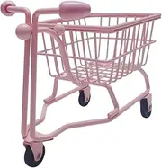LeoLeoyy Mini Shopping Cart,Mini Storage Basket,Make up Holder Multiuse Kids Push Cart Toy Desktop Organizer Girls Gift Accessories, Purple (Pink)