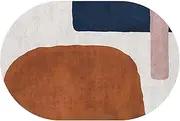 Oval Area Rugs Bedside Blue, Pink, Beige, Brown, Household Living Room Balcony Bedroom Playroom Sofa Kitchen Floor Decor Large Carpet 90x160cm(3ft×5.2ft/90×160cm)