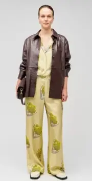 Oroton NWT Sz 16 Silk Twill LINEAR TULIP PJ PANT Pockets