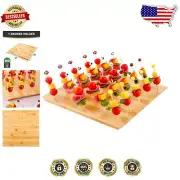 Sturdy 12-Inch Bamboo Pick Stand – Elegant 100-Slot Skewer Display for Parties