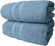 FB 2x Extra Large Super Jumbo Bath Sheets (100 x 200 cm-600 GSM) Luxury 100% Egyptian Combed Cotton Towel Super Soft Premium Hotel Quality Quick Dry Bathroom Towels Set (Silver)