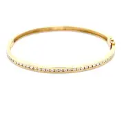 14k Yellow Gold Channel Set Diamond Line Tennis Bangle Bracelet Tcw 1.00ct H/SI
