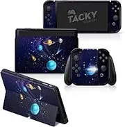 TACKY DESIGN Galaxy Skin Compatible with Nintendo Switch OLED Skin -Purple Space Vinyl 3M Nintendo Switch OLED Stickers Set - Cute Kawaii Switch OLED Skin for Console, Dock, Joy Con - Decal Full Wrap