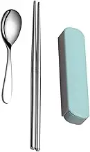 1Set Detachable Stainless Steel Travel Utensils Portable Chopsticks Spoon with Carrying Pouch Reusable Cutlery for Camping Picnics Kitchen and Outdoor Activities