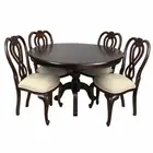 Solid Mahogany Wood Round Dining Table 125cm with 4 Chairs Circle Reproduction