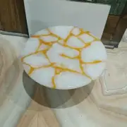 White Agate Coffee Table Top, Agate Side Table Top, Center Agate Stone Table Top