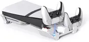YUULNMOP Cooling Stand Base Compatible for Pro/Slim,Horizontal Stand Bracket with Dual Controller Charging Station 3 Levels Cooling Fan Accessories