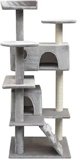 Cat Tree with Sisal Scratching Posts 125 cm Grey - Sturdy & Tall Cat Tower for Indoor Cats, Multi-Level Perches & Scratching Posts for Climbing, Jumping & Play
