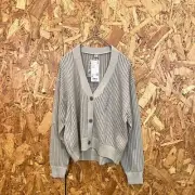 Uniqlo Light Gray Cardigan Openwork Knit Used
