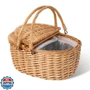 GRANNY SAYS Picnic Basket, Wicker Basket with Insulated Cooler, Woven Cute Ba