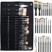 26pcs Paint Brush Set, Professional Paintbrushes with Palette Knife, Black