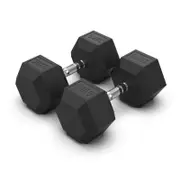 BRIXX 30kg Rubber Hex Dumbbells (2 pack)