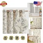 Soft Light-Filtering Farmhouse Curtains with Blue Floral Design - 63 in Length
