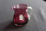 Vtg Pilgrim Cranberry Hand Blown Glass Applied Handle Creamer