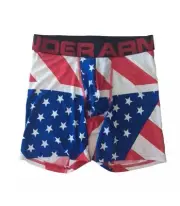 UA UNDER ARMOUR The Tech Boxer Jock Patriotic Boxer Shorts America Size Small