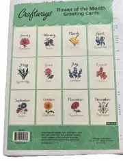New Craftways Cross Stitch Kit Flowers of the Month Greeting Cards Set Of 12