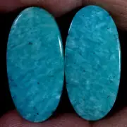 31.30 Cts Natural Amazonite Matched Pair Cabochon Gemstone For Earrings Supply