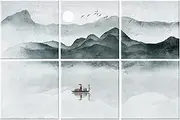 Ruonin.X 6 Pack Decorative Art Acoustic wall panels,Better Acoustic Treatment than foam, Premium Sound Absorbing and Soundproof wall panels for Recording studios and homes, 72"x48" inch —Landscape